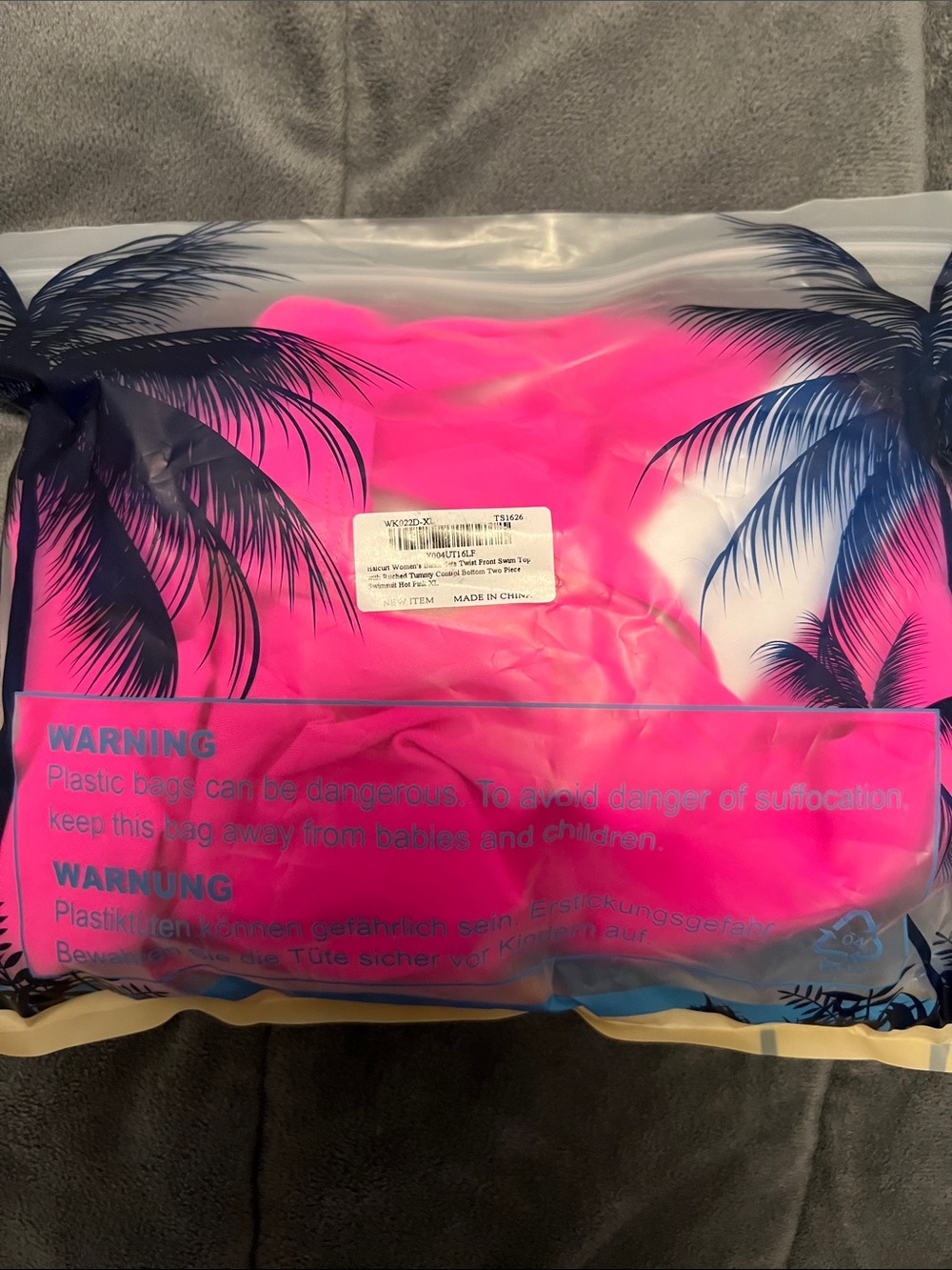 Halcurt Women's Hot Pink High-Waist Bikini Set — Cross Front Top - Picture 8 of 13